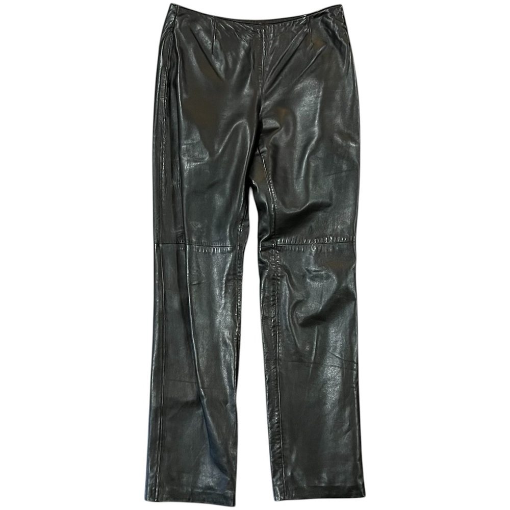 Hugo Buscati Vintage 90s Y2K Black Leather Pants 4 Petite 4P